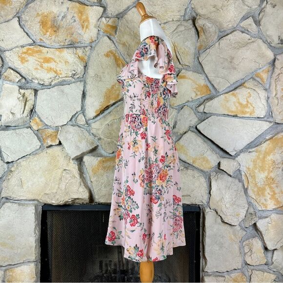 Rebecca Taylor Silk Midi-Length Dress with Pockets Tea Rose Pink | 6 - Picture 3 of 8